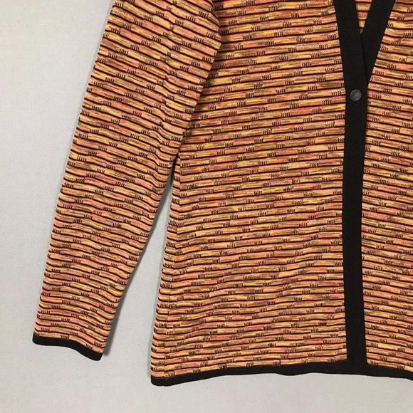 Exclusively Misook Long Sleeve Cardigan Size XS Brown Orange One Button Sweater - Picture 8 of 15